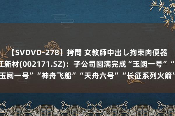 【SVDVD-278】拷問 女教師中出し拘束肉便器 仁科百華 RISA 楚江新材(002171.SZ)：子公司圆满完成“玉阙一号”“神舟飞船”“天舟六号”“长征系列火箭”等要紧航天保险任务