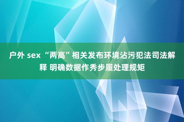 户外 sex “两高”相关发布环境沾污犯法司法解释 明确数据作秀步履处理规矩