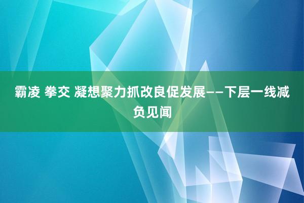 霸凌 拳交 凝想聚力抓改良促发展——下层一线减负见闻