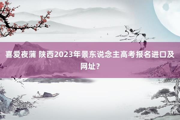 喜爱夜蒲 陕西2023年景东说念主高考报名进口及网址？